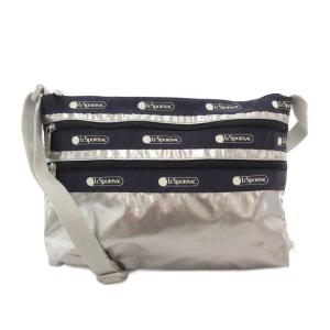 ショルダーバッグ ポーチ 斜め掛け クロスボディ ナイロン ロゴ 切替 シルバー色 紺 ネイビー /FT