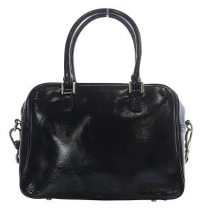 ANYA HINDMARCH カーカー ハンドバッグ ショルダーバッグ 2way 斜め掛け エナメルレザー ブラック /YO11