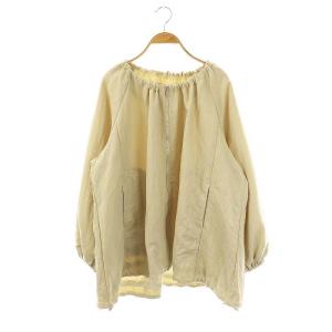 23SS ノーカラーギャザーブルゾン ジャケット ナイロン F アイボリー /MI OS