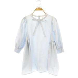 23SS サイドギャザーパフブラウス 半袖 38 ライトブルー /HK OS