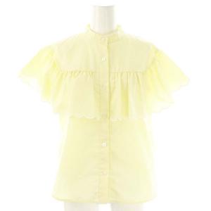 24SS スカラップスリーブブラウス 半袖 36 イエロー /HK OS