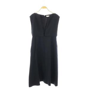23SS &NAVY カーブネックワンピース ロング ノースリーブ 38 ネイビー /HK OS