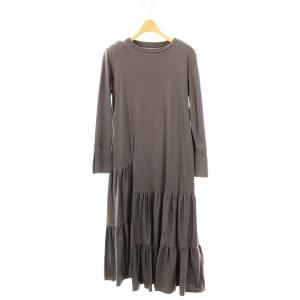 パワーショルダーティアードOP ワンピース ロング 長袖 グレー /HK OS