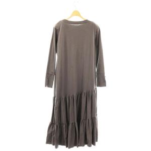 VERMEIL par iena パワーショルダーティアードOP ワンピース ロング 長袖 グレー /HK OS