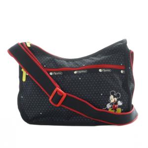 ×ディズニー ショルダーバッグ ミッキー ナイロン ドット柄 黒 ブラック 赤 /RI OS