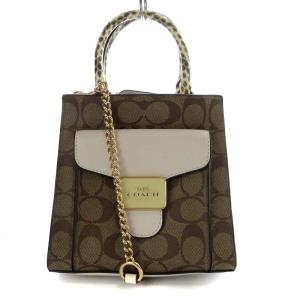 ハンドバッグ ショルダーバッグ 2way 斜め掛け シグネチャー パイソン柄 PVCコーティングキャンバス