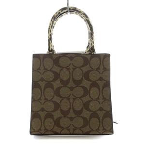 COACH ハンドバッグ ショルダーバッグ 2way 斜め掛け シグネチャー パイソン柄 PVCコーティングキャンバス