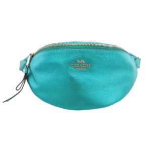タグ付き F48739 メタリック レザー ベルトバッグ シーグリーン /UO