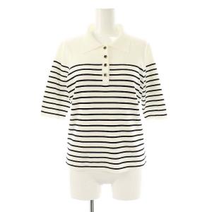 ポロリブニットプルオーバー カットソー ボーダー F 白 黒 /CX OS