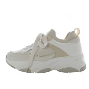 プラスダイアナ 異素材コンビスニーカー ダブルシューレース プラットフォーム 25cm アイボリー MF45536