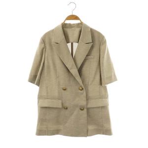 25SS 金釦ハーフスリーブテーラードジャケット ダブル 1 ベージュ /HK OS