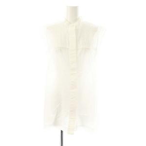 25SS ジオメトリックエンブロイダリー バンドカラーブラウス ノースリーブ 36 ホワイト /HK OS