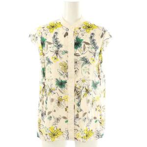 25SS トリビュートフラワー ピコカットスリーブブラウス シャツ 36 アイボリー マルチカラー /ES