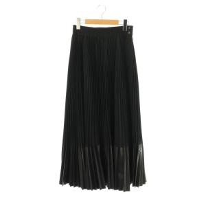 24AW TAFFETA FAUX-LEATHER PLEATED スカート 1 ブラック