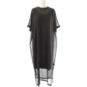 シフォンレイヤード ドルマンスリーブ ワンピース インナー付き F チャコールグレー /CX OS