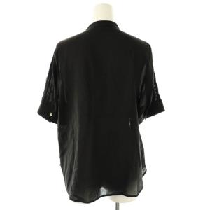 自由区 24SS キュプラコットンツイル半袖シャツ ブラウス 前開き レース 38 黒 /CX OS