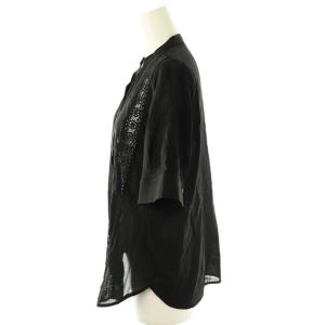 自由区 24SS キュプラコットンツイル半袖シャツ ブラウス 前開き レース 38 黒 /CX OS
