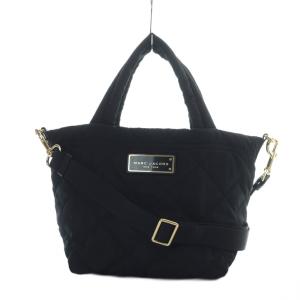 2WAYバッグ ショルダー ハンド ミニトート キルティング ナイロン ロゴ 黒 ブラック /RI OS