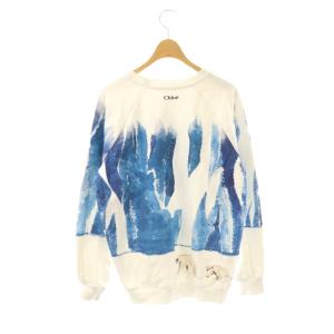Chloe シロクマスウェットプルオーバー トレーナー 長袖 コットン M 白 青 /NR OS