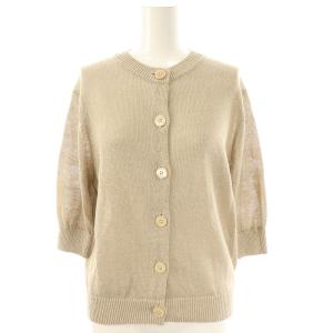 25SS ラメ ニットカーディガン リネン混 ベージュ シルバー色 /MI OS