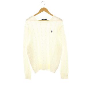 ケーブル編クルーネックニット セーター L G ホワイト /ES OS AD