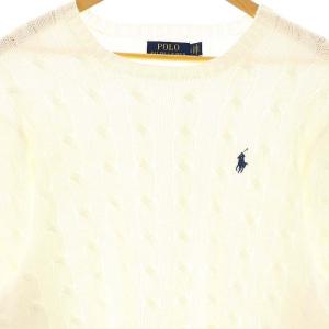 POLO RALPH LAUREN ケーブル編クルーネックニット セーター L G ホワイト /ES OS AD