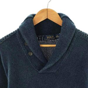 POLO RALPH LAUREN ショールカラープルオーバーニット セーター M 紺 /MI OS AD