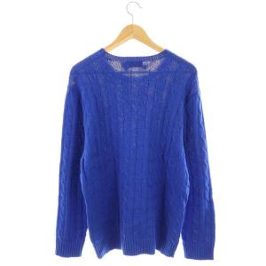 POLO RALPH LAUREN ケーブル編みクルーネックニット セーター 長袖 L ブルー /HK OS AD