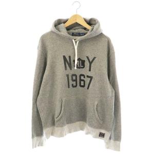 カレッジ風プリントプルオーバスウェット パーカー 長袖 L グレー /HK OS