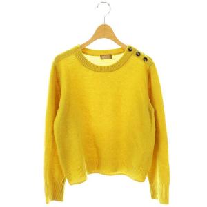 ウールカシミヤ ボタンショルダー プルオーバー ニット 長袖 2 イエロー /HK OS