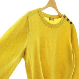 MARGARET HOWELL ウールカシミヤ ボタンショルダー プルオーバー ニット 長袖 2 イエロー /HK OS