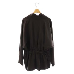 plantation ウールウエストドロストジャケット ノーカラー M 茶 ブラウン /AT OS SH