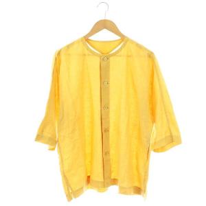 HP96-FJ022 リネン前開きシャツ ノーカラー 3 ベージュ /MI OS