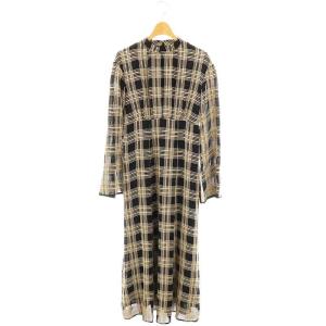 23AW CHAIN CHECK ONEPIECE ワンピース チェック柄 0 ブラック ベージュ /ES