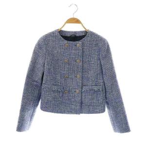 Eternal Line 2024 メランジツイードノーカラー ジャケット 36 ブルー