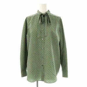 24AW オータムコモン ボウタイブラウス 長袖 36 グリーン /DF OS