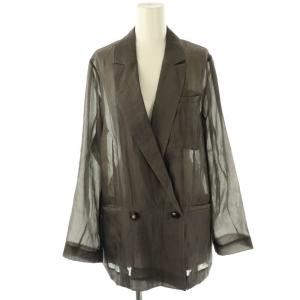 シルク混ピークドラペルジャケット テーラードジャケット 38 グレー /DF OS