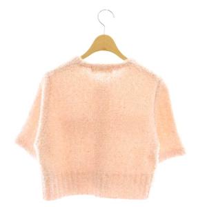 COCO DEAL 24SS フラッフィーハーフスリーブニットジャケット ノーカラー カーディガン 五分袖 2 ピンク /NR