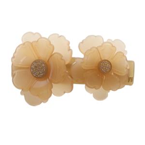 フラワーモチーフ バレッタ ロゴ オレンジ /SR2