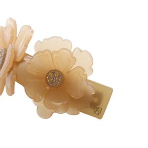 Alexandre De Paris フラワーモチーフ バレッタ ロゴ オレンジ /SR2