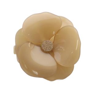 カメリアモチーフ バレッタ ロゴ ベージュ /SR36