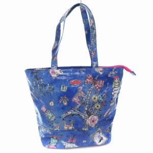 美品 トートバッグ 総柄 青 ブルー /AE