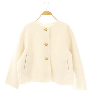 24AW ウールリバー ノーカラーショートコート 32 アイボリー /ES OS