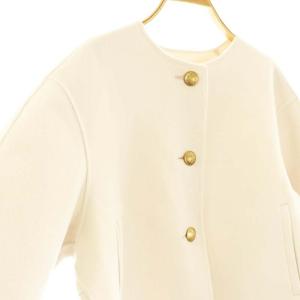 23区 24AW ウールリバー ノーカラーショートコート 32 アイボリー /ES OS