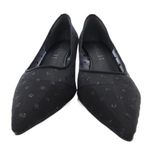 Le Talon  25SS ポインテッドチュールドットパンプス ラメ 24.5cm 黒 ブラック /JS