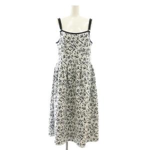 24年 ニットキャミワンピース 花柄 36 黒 グレー 白 6422130 /CX OS