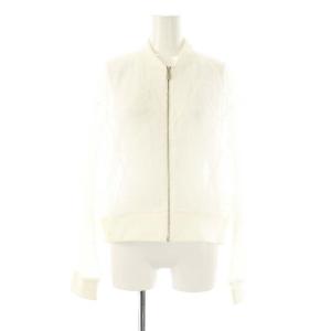 25SS チュールギャザーブルゾン ジャケット ジップアップ 36 白 /NR OS