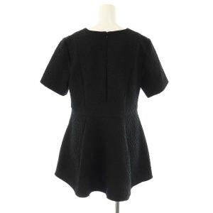 M-Premier BLACK 25SS フラワーカットジャガードパフスリーブブラウス 半袖 34 ブラック /DF OS