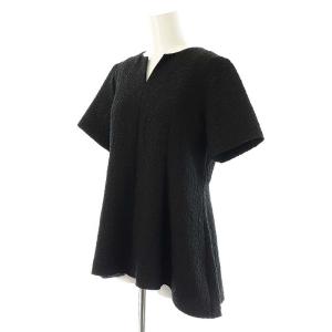 M-Premier BLACK 25SS フラワーカットジャガードパフスリーブブラウス 半袖 34 ブラック /DF OS