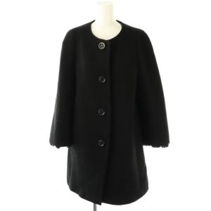 vingt-trois ラビットファーカフスノーカラーコート ウール 40 黒 /MI OS SH